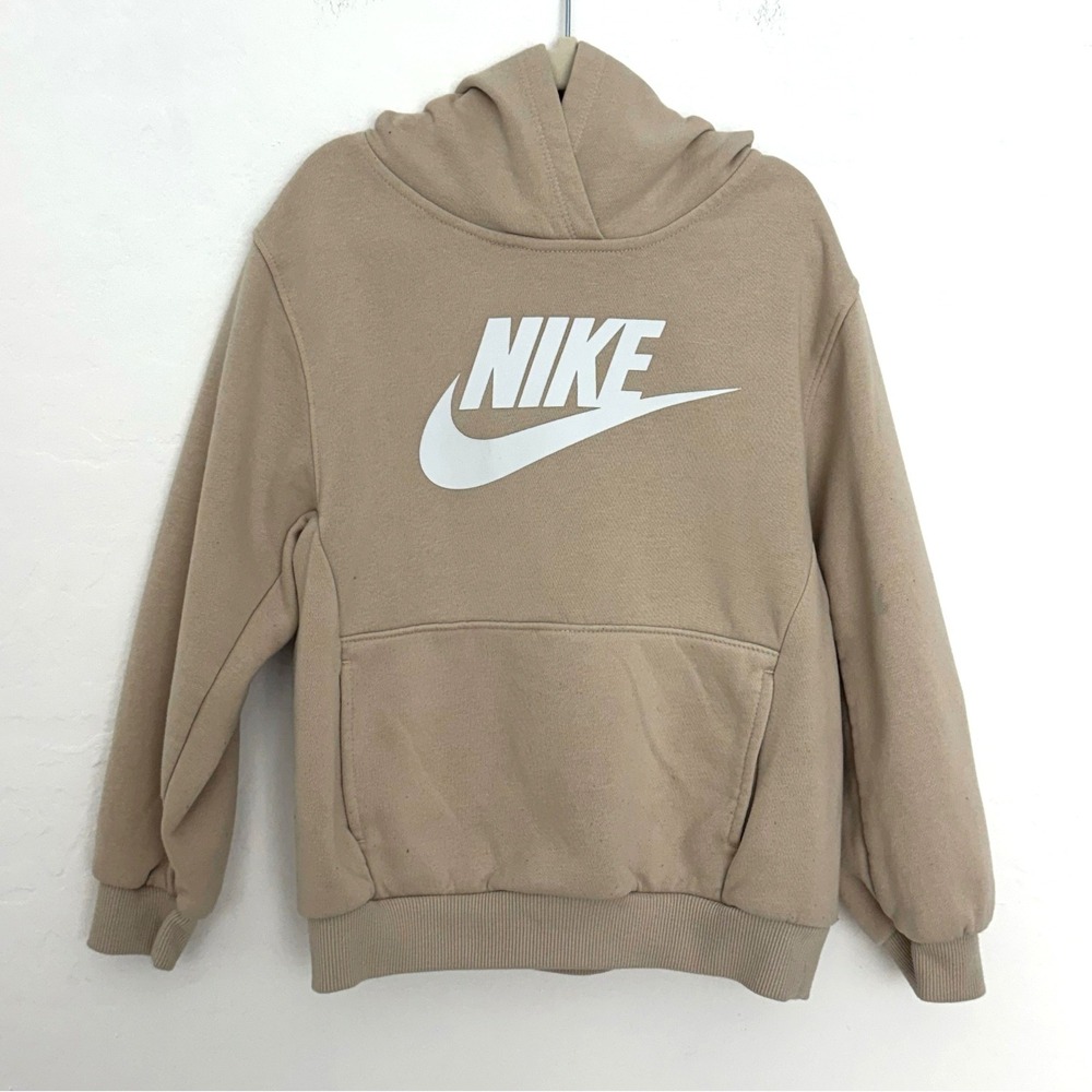 Kids Nike Tan Beige Hoodie Sweatshirt Logo Graphic Size 7